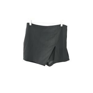Shein Curve Women's Black High Waisted Zip Up Split Hem Skort Skirt Size 0XL